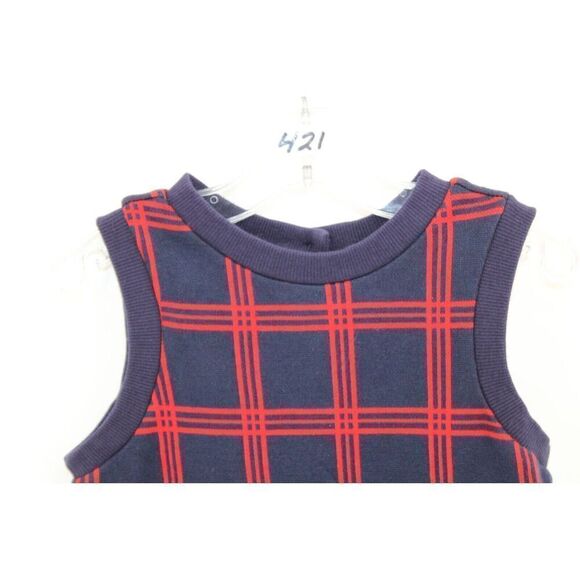 JANIE & JACK Girls Navy Blue With Red Stripes Sleeveless Knit Dress Size 6 - Picture 2 of 8